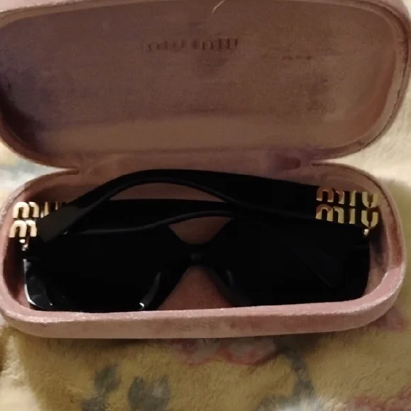 Miu Miu | Accessories | Miu Miu Black Sunglasses With Gold  display picture 1